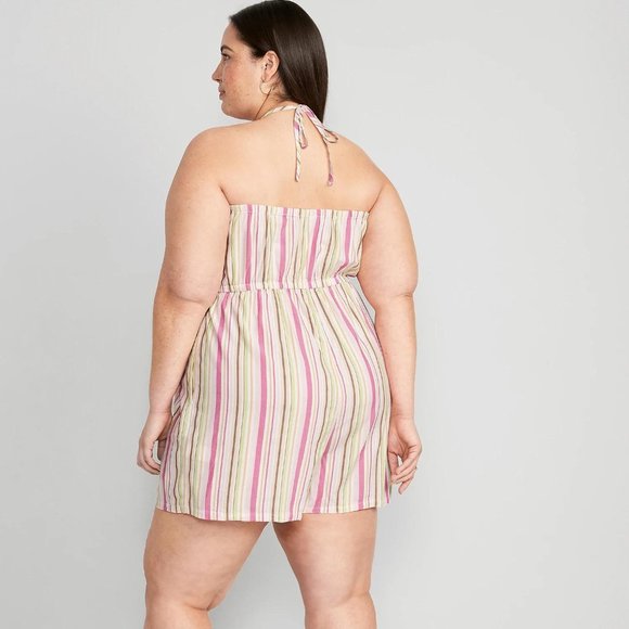 NWT Old Navy Striped O-Ring Halter Romper for Women -- 3.5-inch inseam - Picture 10 of 10